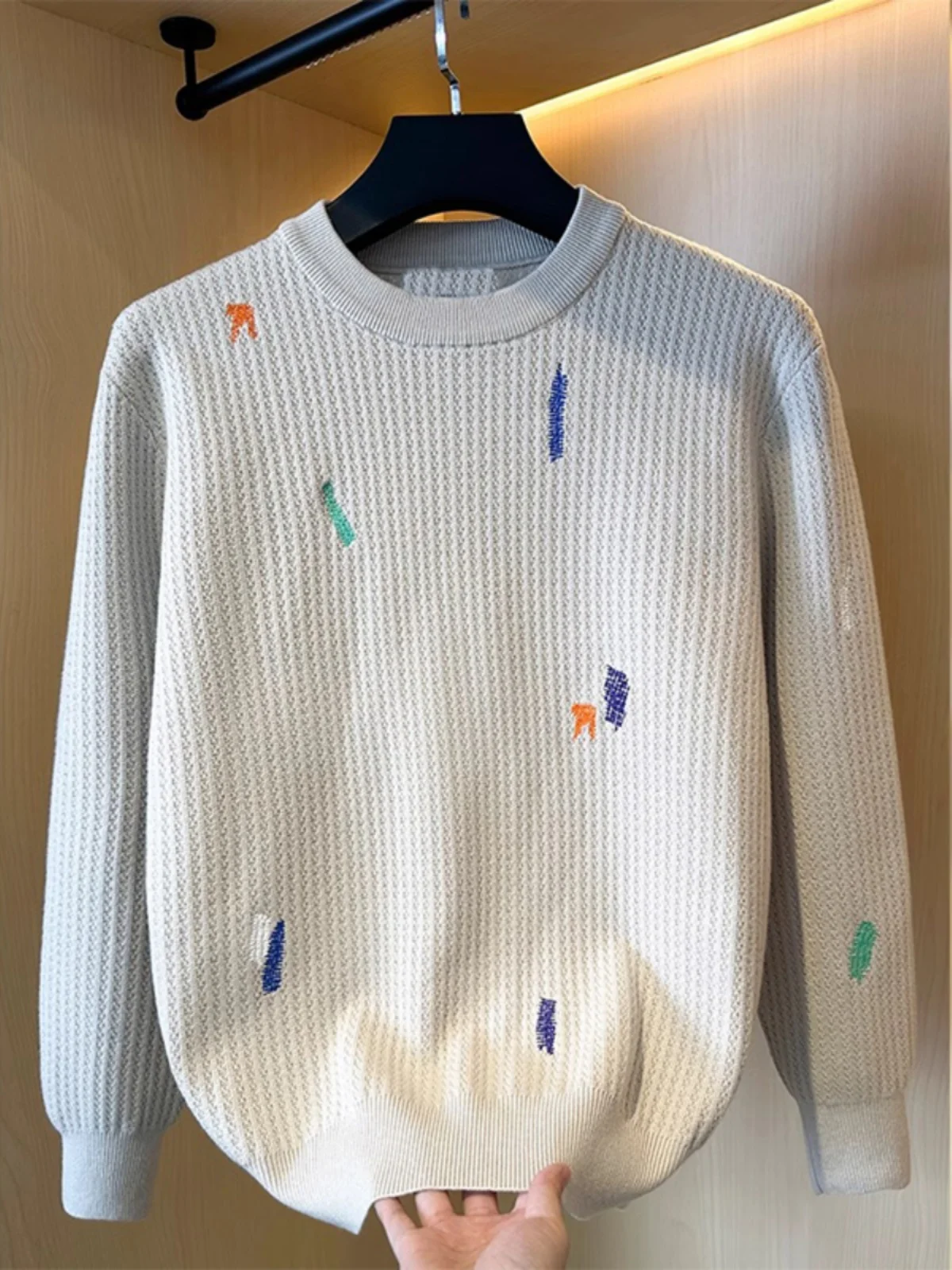 

Высококачественный вязаный свитер с вышивкой для мужчин: новая осенне-зимняя коллекция, теплый, дышащий, молодежный дизайн.