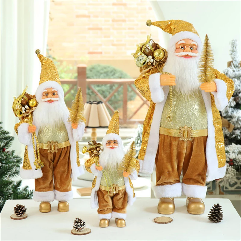 escultura 2022 Decorações de Natal 30/45/60cm Bonecos Papai Noel Estatueta Decoração de Férias Acessórios de Mesa Decoração de Casa de Sala Escultura decoração para casa luxo atacado Dropshopping Envio Grátis