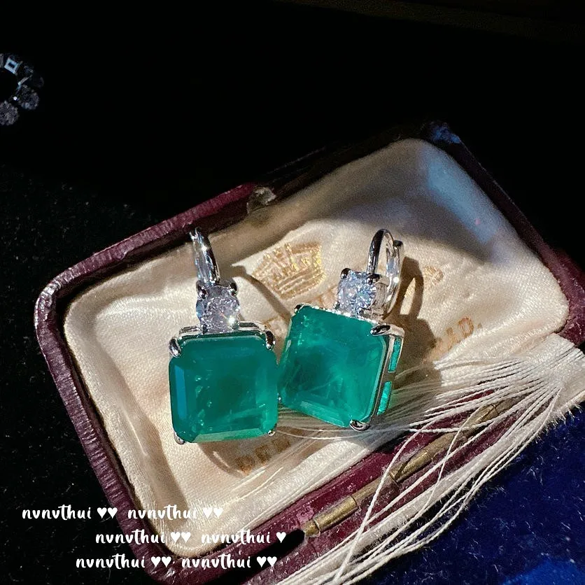 2023 New Luxury 925 Sterling Silver Tourmaline Emerald Gemstone Jewelry Set Women Vintage Wedding Engagement Bridal Accessories
