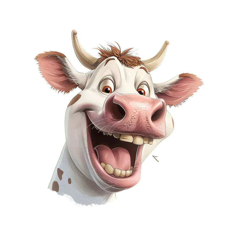 Funny Cow Wall Decals - Self-Adhesive PVC Stickers for Living Room, Bedroom, Bathroom, Fridge, Toilet Lid, Car