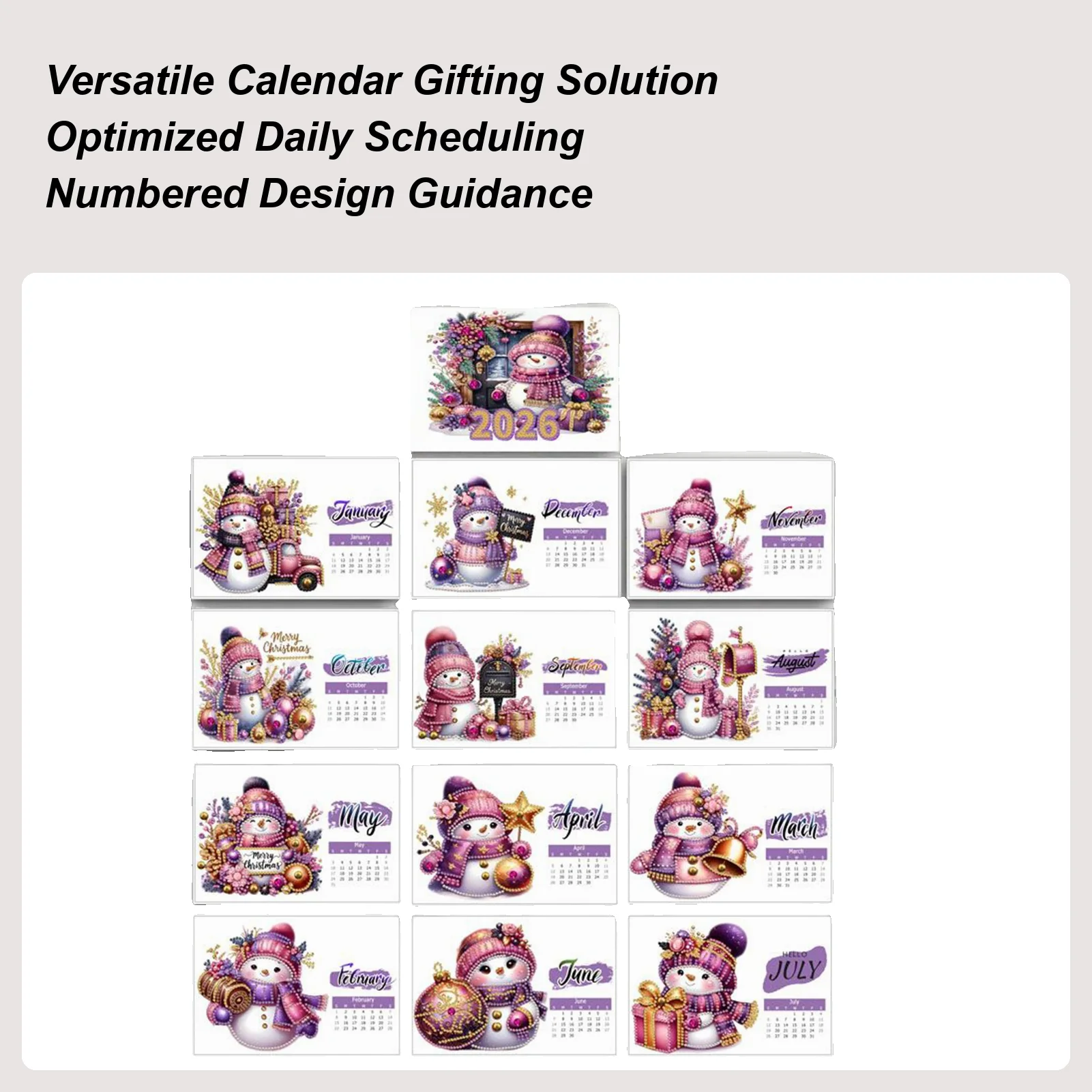 

Алмазная картина, настольный календарь, ежемесячный снеговик, украшение для стола, Рождество, алмазное искусство, 2026 планировщик для праздника, дня рождения