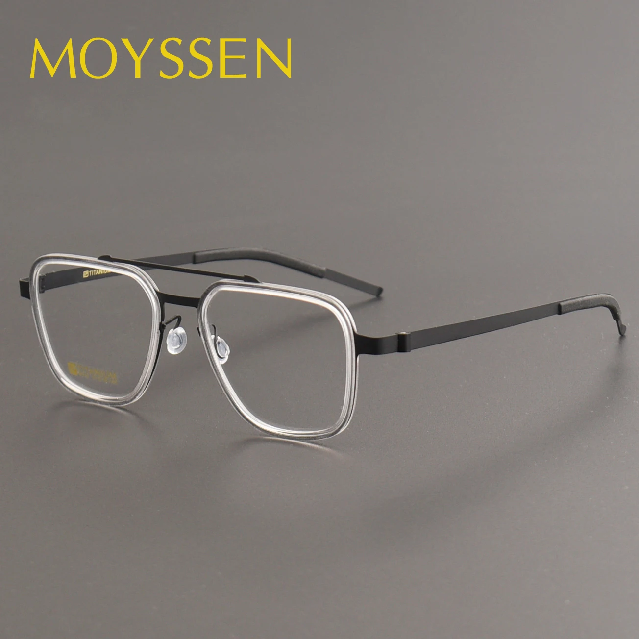 Luxury Brand Designer Non-screws Aviation Man Square Titanium Frame Eyeglasses Women Large Optical Lenses Acetate Glasses