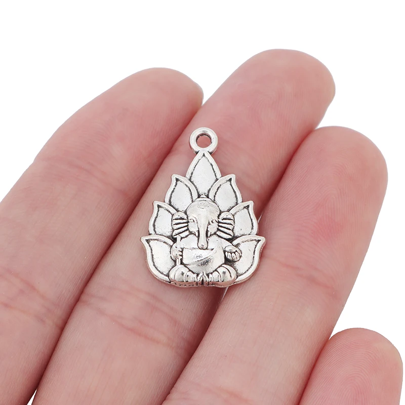 30pcs Antique Silver Elephant Hindu God Of Beginnings Charms Pendants Beads for DIY Necklace Jewelry Making Accessories