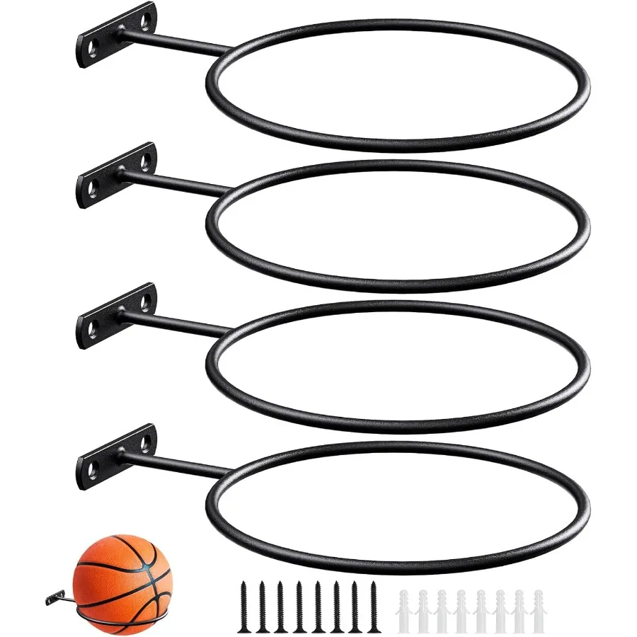 Настенный дисплей для хранения мячей, универсальная стойка для мячей, металлическая черная стойка, держатель, экономия места для баскетбола, футбола, волейбола So