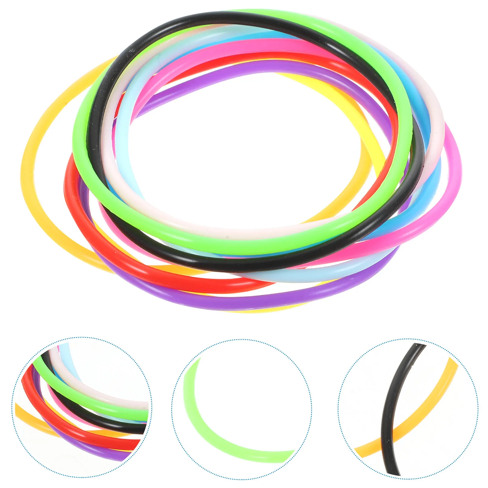 

10Pcs Silicone Wristbands Colorful Elastic Glow in Dark Soft Jelly Bracelets Stretchy Wrist Charm Bands Fashionable for Outdoor