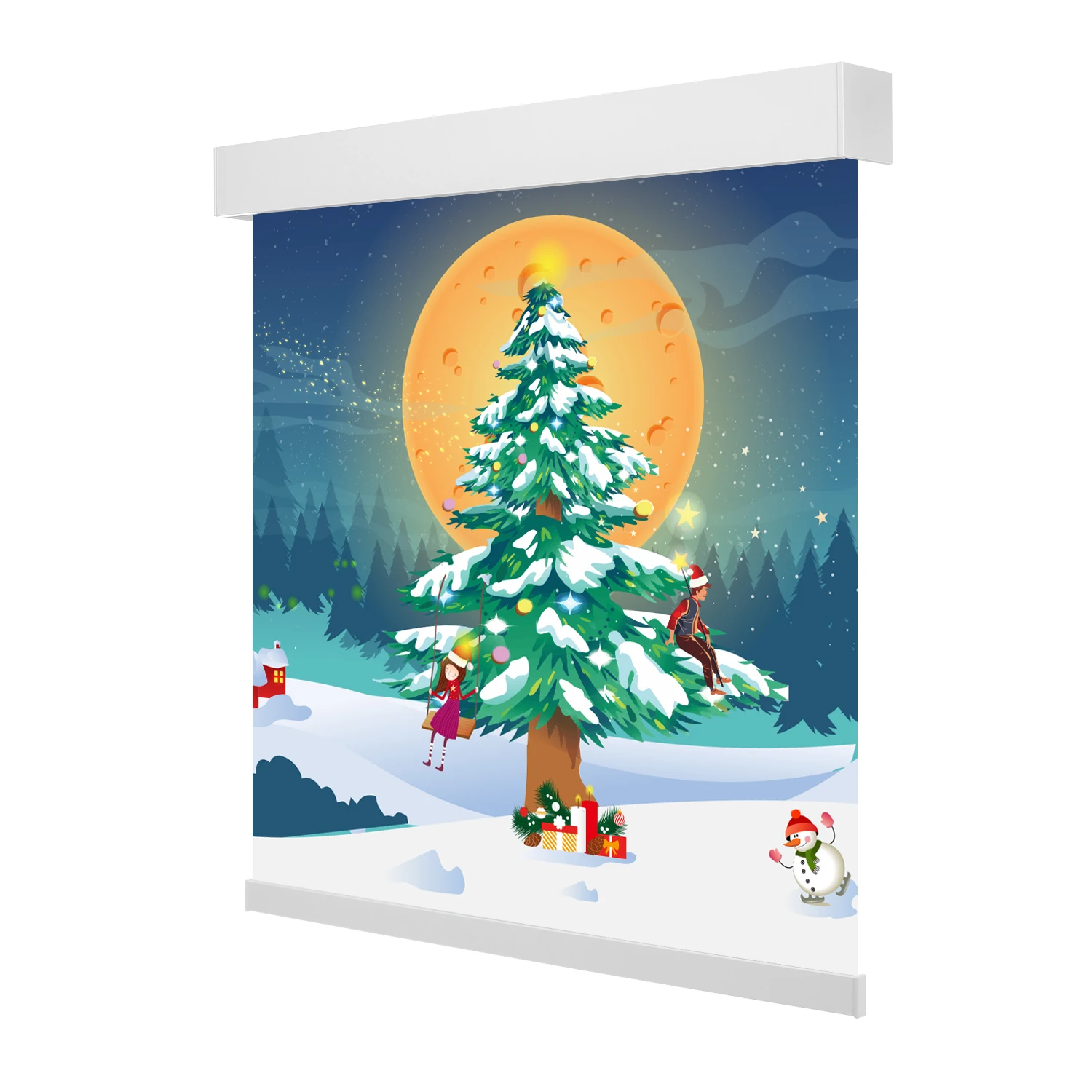 ZSTARR  DIY Christmas Theme Home Decoration Manual Cordless Window Shades Light Filtering Roller Shades For Living Room