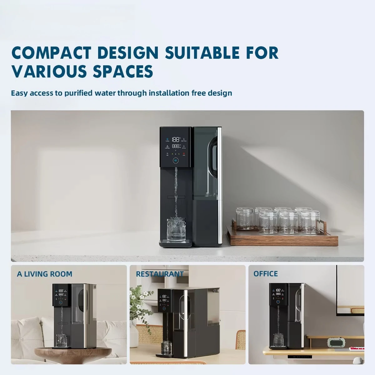 Household Countertop Electric Reverse Osmosis Water Purifier, Complete Drinking Water Filtration Filter System for Home Use