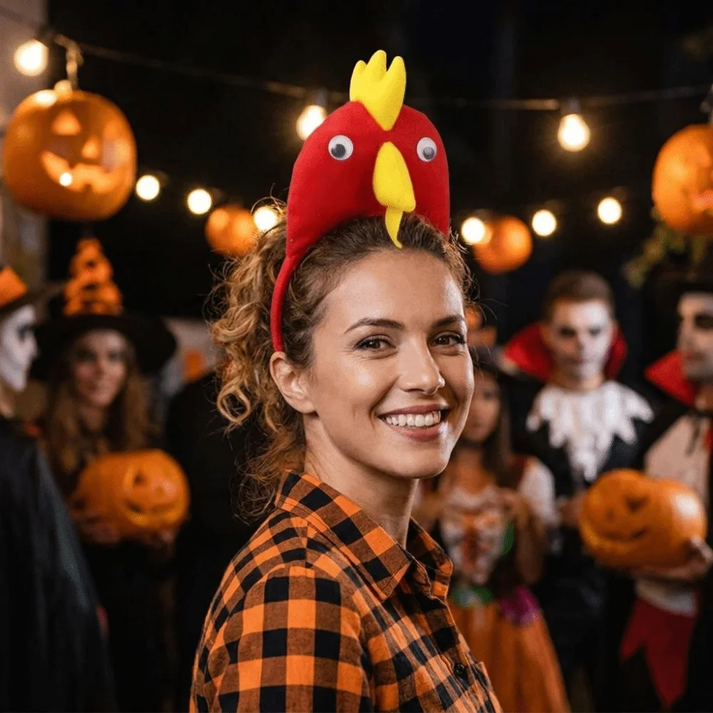Unique Party Headwear Cartoon Chicken Headband Funny 3D Animal Hair Accessories Adorkable Cute Bird Headpiece Carnival