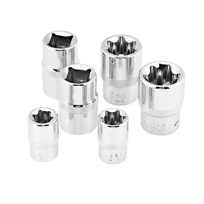 

A96I-Torx Socket Set Kit Parts Tamper Proof Torx Star Bit Torque Female E-Socket Set E4-E24 1/4 Inch 3/8 Inch 1/2 Inch Drive 14P