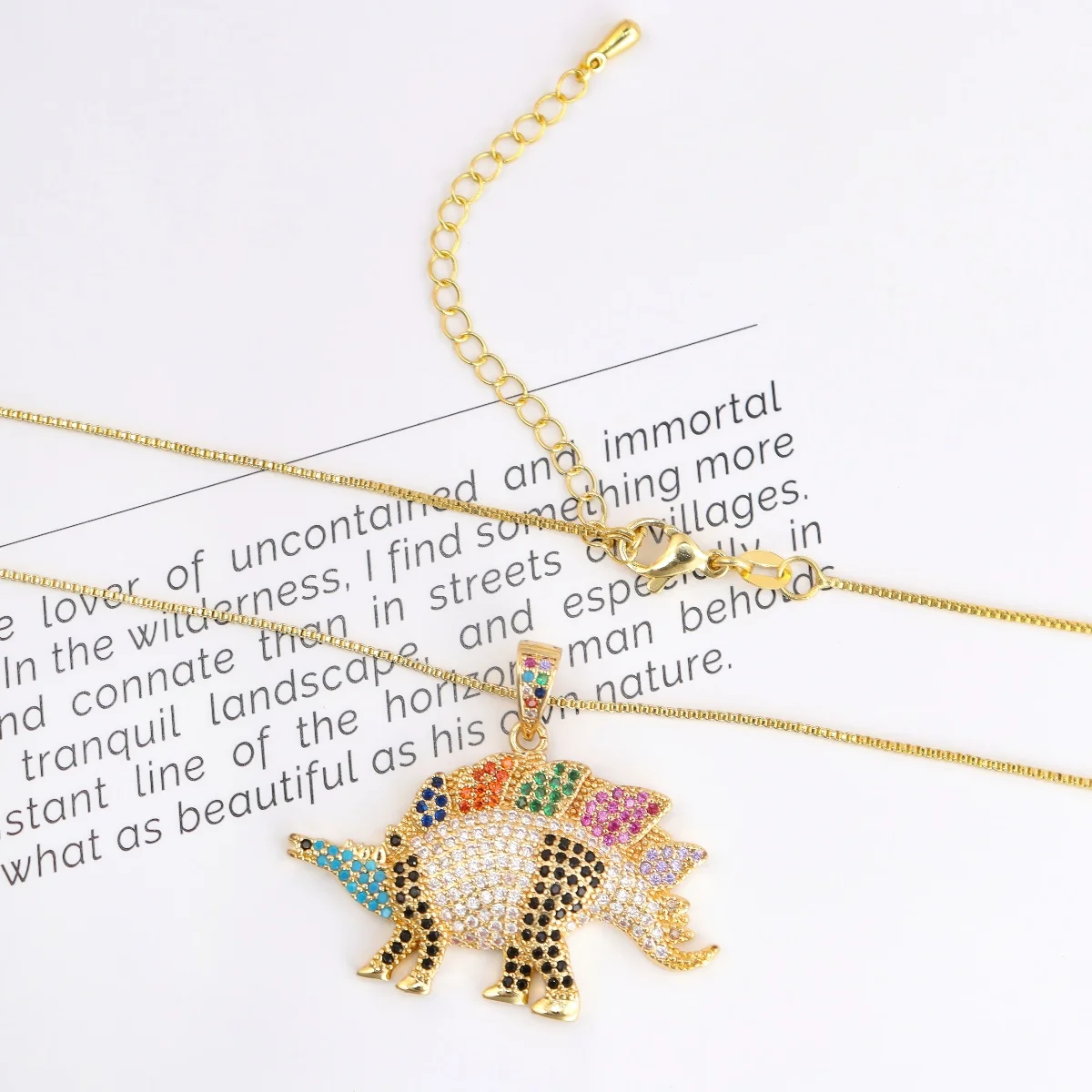 

Japanese and Korean New Fashion Brand Retro Personalized Hip Hop Dinosaur Pendant Fashion Niche Zircon Necklace Jewelry