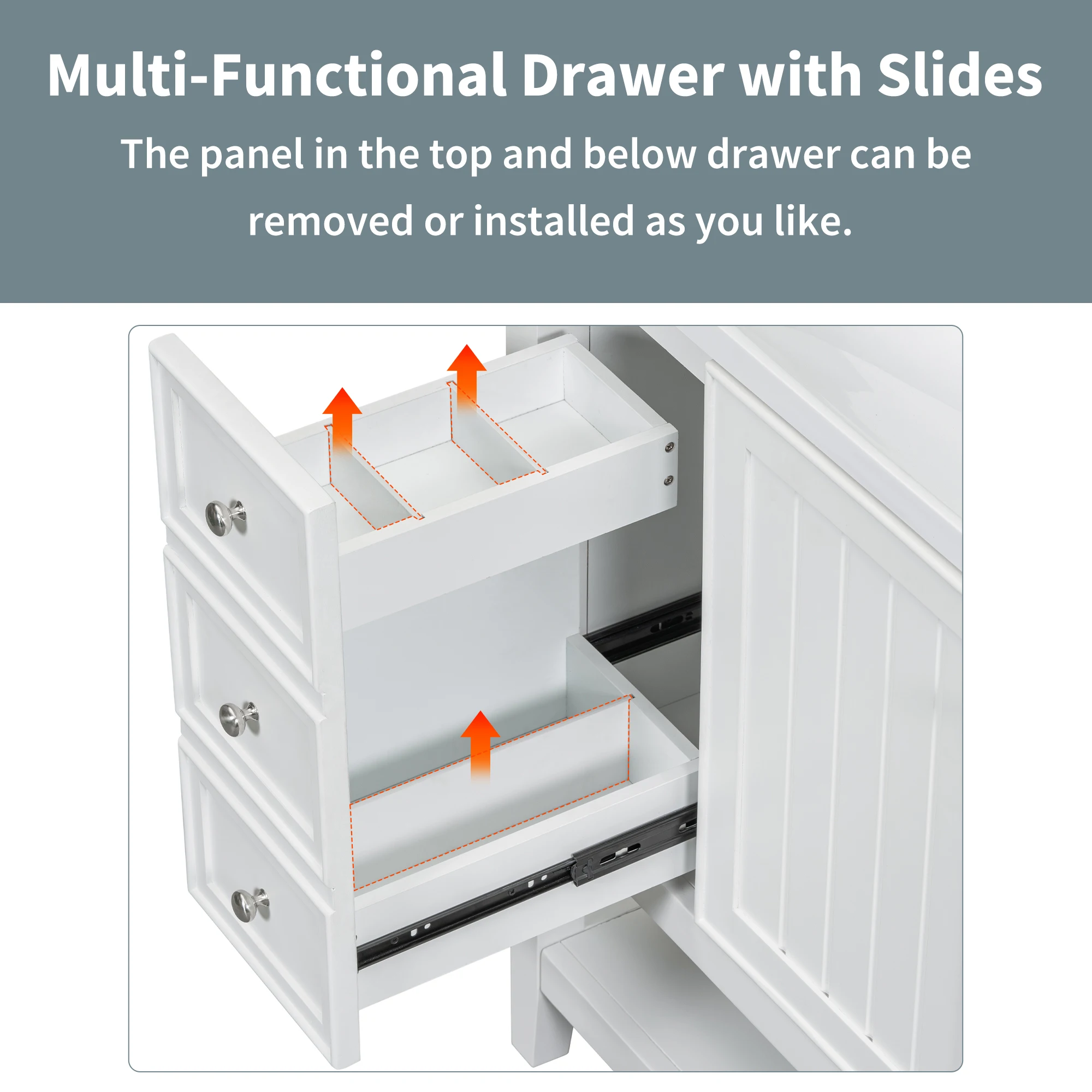 Vanity da bagno da 36" con lavabo, set da lavabo singolo autoportante con anta a chiusura morbida e 3 cassetti, tavolo da bagno