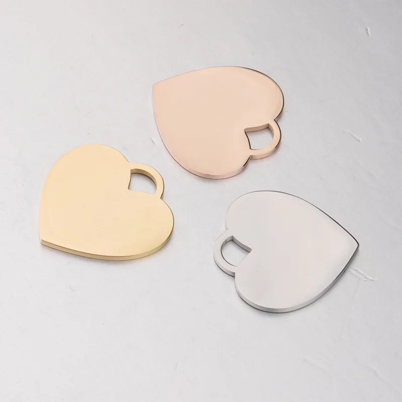 

20Pcs/Lot 25x25mm Peach Heart Charms Mirror Polish Stainless Steel Blank Charms DIY Making Necklaces Bracelets Womens Mens
