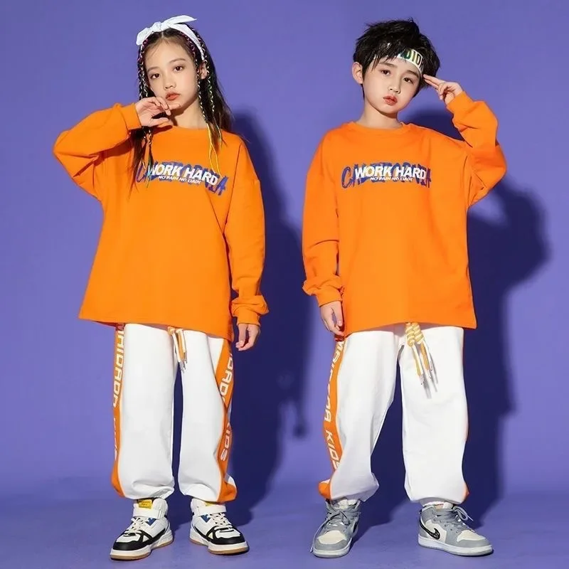 Jungen Hip Hop Sweatshirt Rosa Street Dance Hosen Mädchen Lose Top Röcke Kinder Streetwear Jogger Kinder Jazz Socken Kleidung Sets