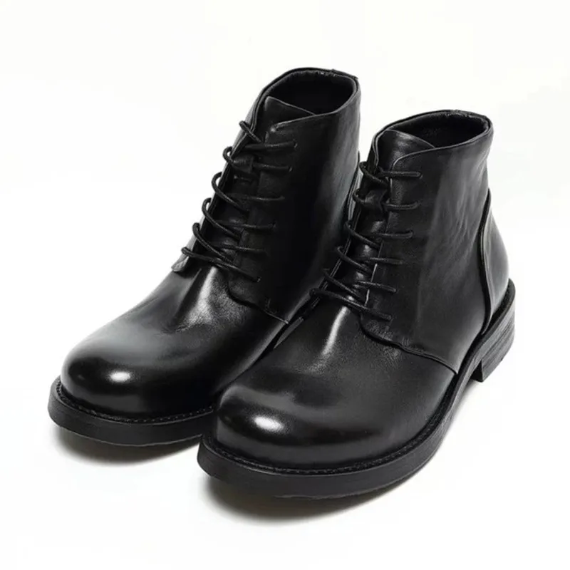 

Autumn Winter New Men's Derby Shoes Leather Outsole European Shoes Lace Up Short Boots Outdoor Workwear Walking Sneakers EU37-47