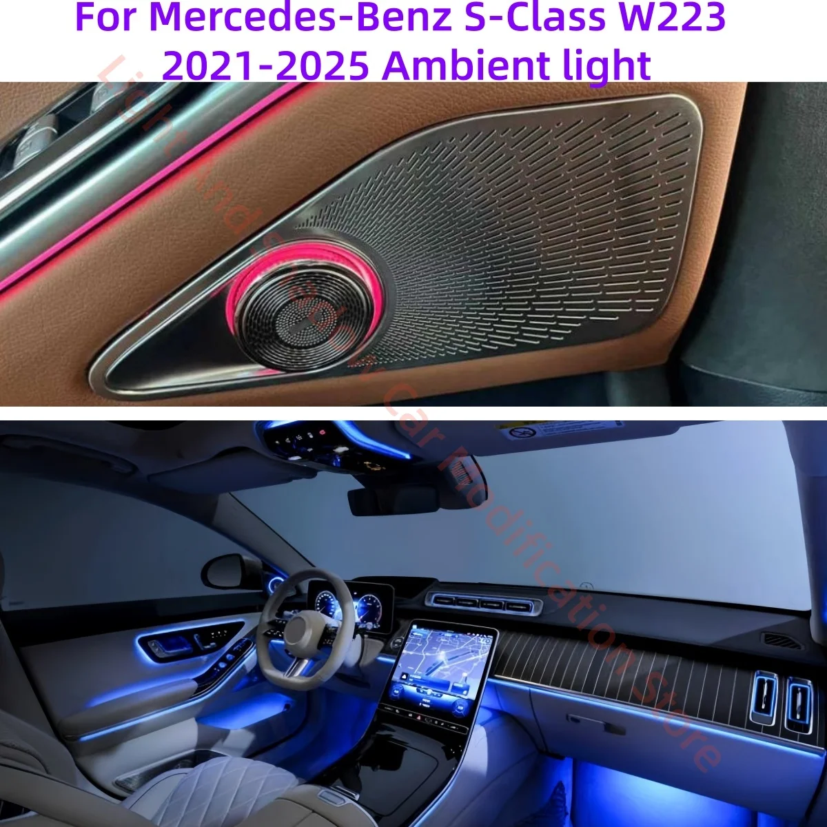 Fit for Mercedes-Benz S-Class W223 2021-2025 Car accessories Rear door rotating tweeter Front and rear illuminated air outlets