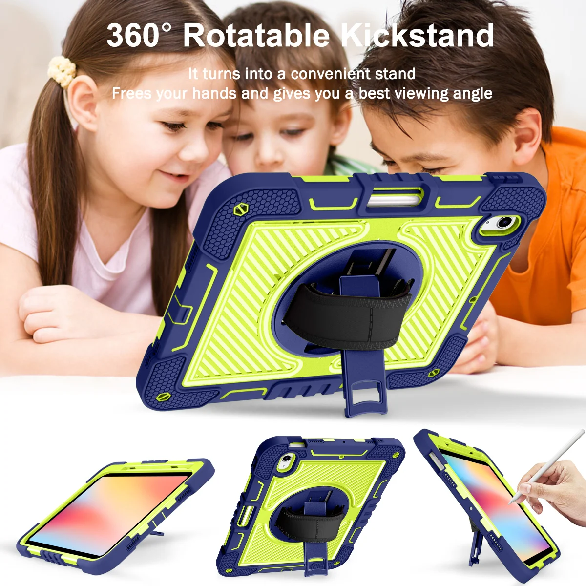 Tablet Case For Samsung Galaxy TAB A9 Plus S9 FE S8 PLUS A7 Lite S6 P610 A8 X200 X205 360 Rotation Hand Strap&Kickstand Cover