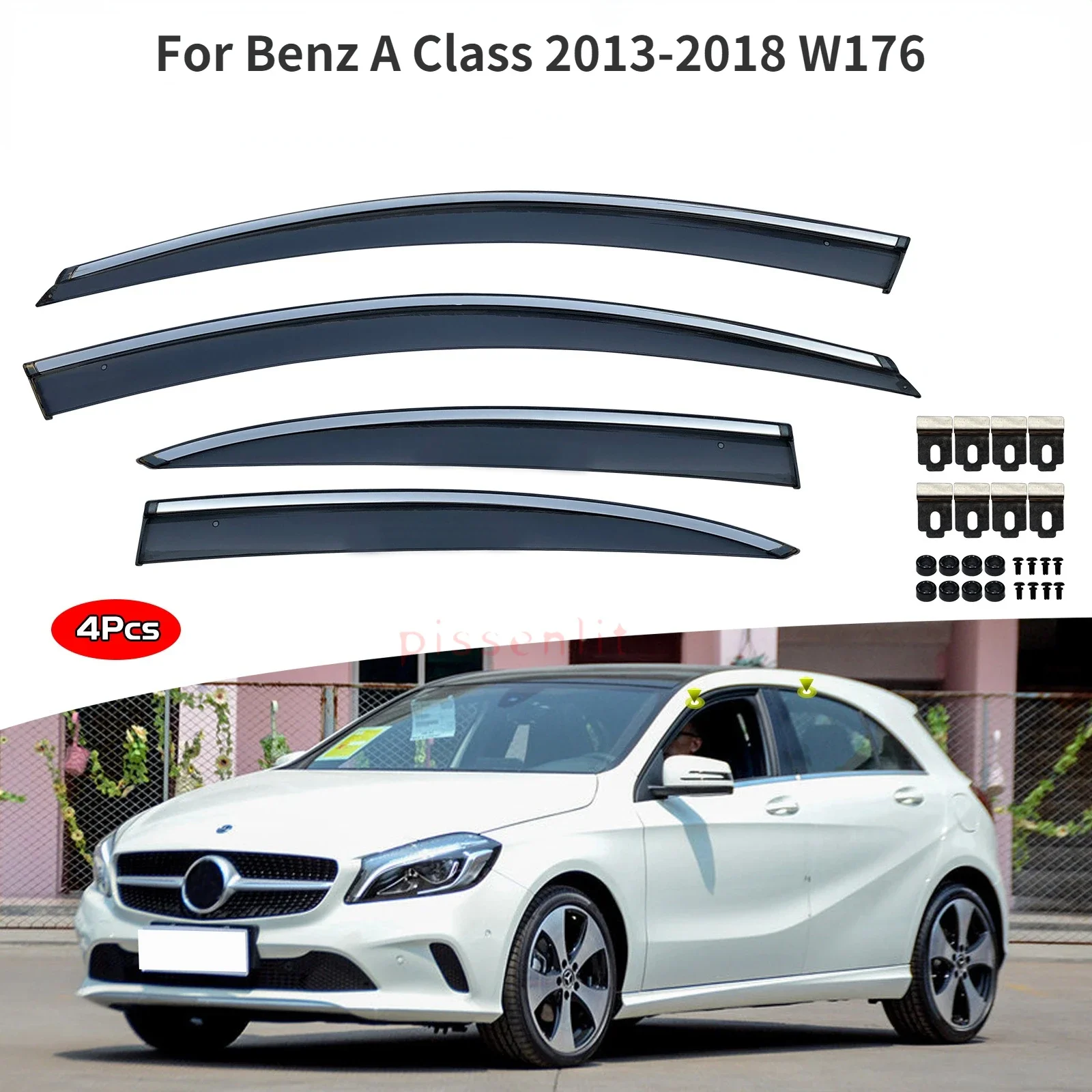 Untuk Benz Kelas A 2013 2014 2015 2016 2017 W176 aksesoris kacamata jendela Trim visor pelindung cuaca pelindung hujan angin