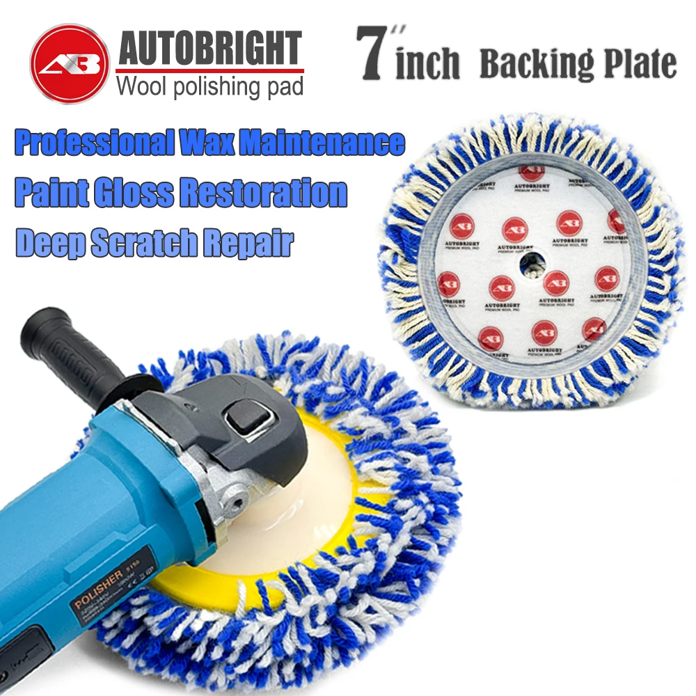 AUTOBRIGHT 7inch 9.5inch Compounding Wool Pad Heavy Cutting Buffing Polishing Disc For Car Body DA RO Polisher car detailing