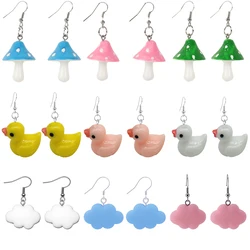 Cute Simple Funny Small Drop Earrings For Women Girls Children Animal Duck Frog Mushroom Cloud Shape Resin Dangle Jewelry Gift