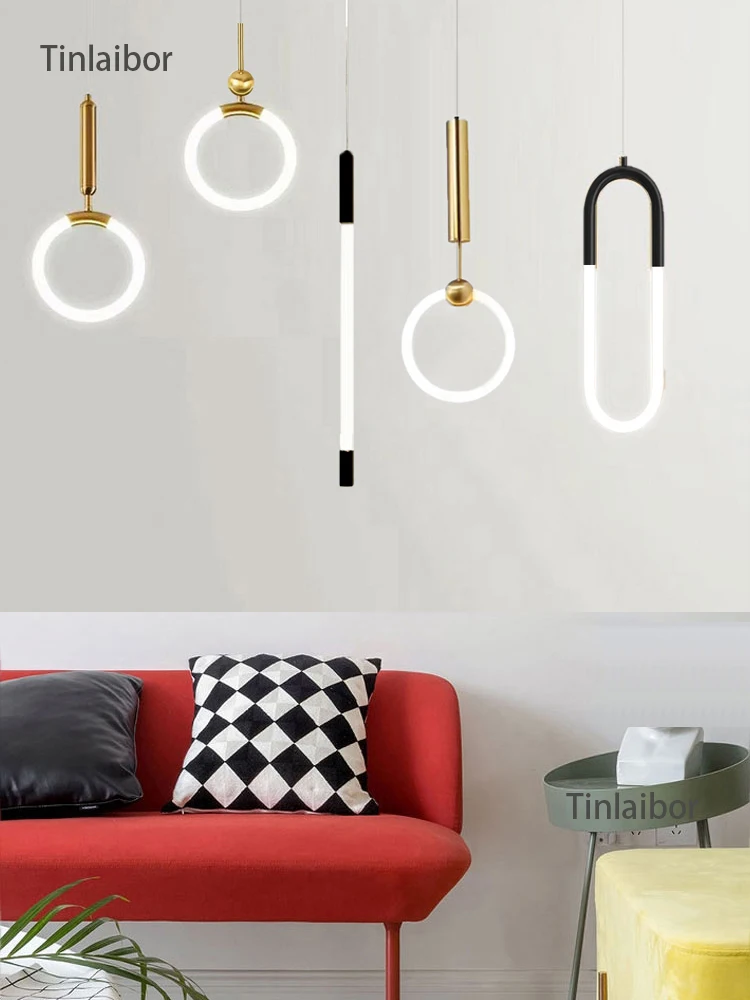 

2025 Nordic Minimalism LED Pendant light 360 ° glow Bedroom Bedside Art Chandelier Postmodern Hanging light Luxury Pendant lamp