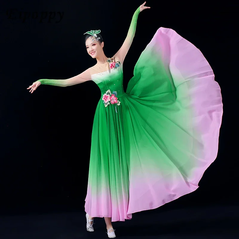 โมเดิร์น Elegant เปิดเต้นรําขนาดใหญ่ Swing ชุดเครื่องแต่งกายผู้หญิงขนาดใหญ่เต้นรําเครื่องแต่งกายชุดเวที