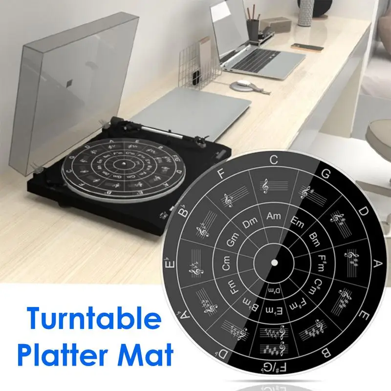 

Acrylic Turntable Mat Music Note Pattern Acrylic Turntables Antistatic Tighter & Defined Bass Record Player Turntable Platter