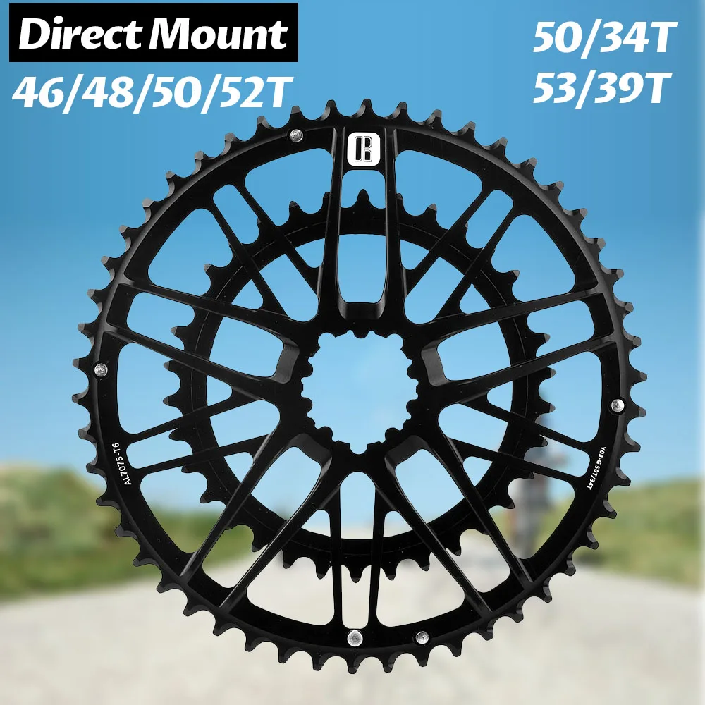 

Корона с прямым креплением 46t 48t 48 50t 50 34t 34 52t 53 39 Зубчатая звездочка для шоссейного велосипеда Sram Двойные звездочки 3 болта звездочки