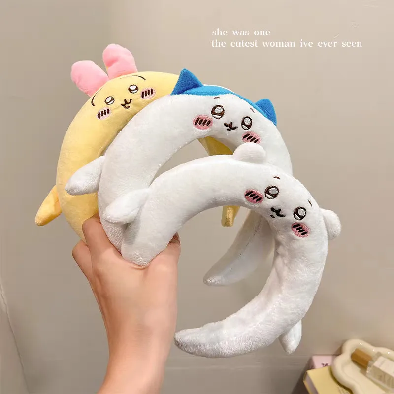 Cute Hairband Usagi Hachiware Headband Grab Bangs Pull Out Hair Anime Chiikawa Velvet Kawaii Cartoon Hairband