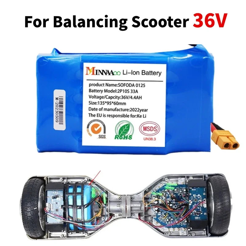 

Genuine 36V Battery pack 4400mAh 4.4Ah Rechargeable Lithium ion battery for Electric self balancing Scooter HoverBoard unicycle