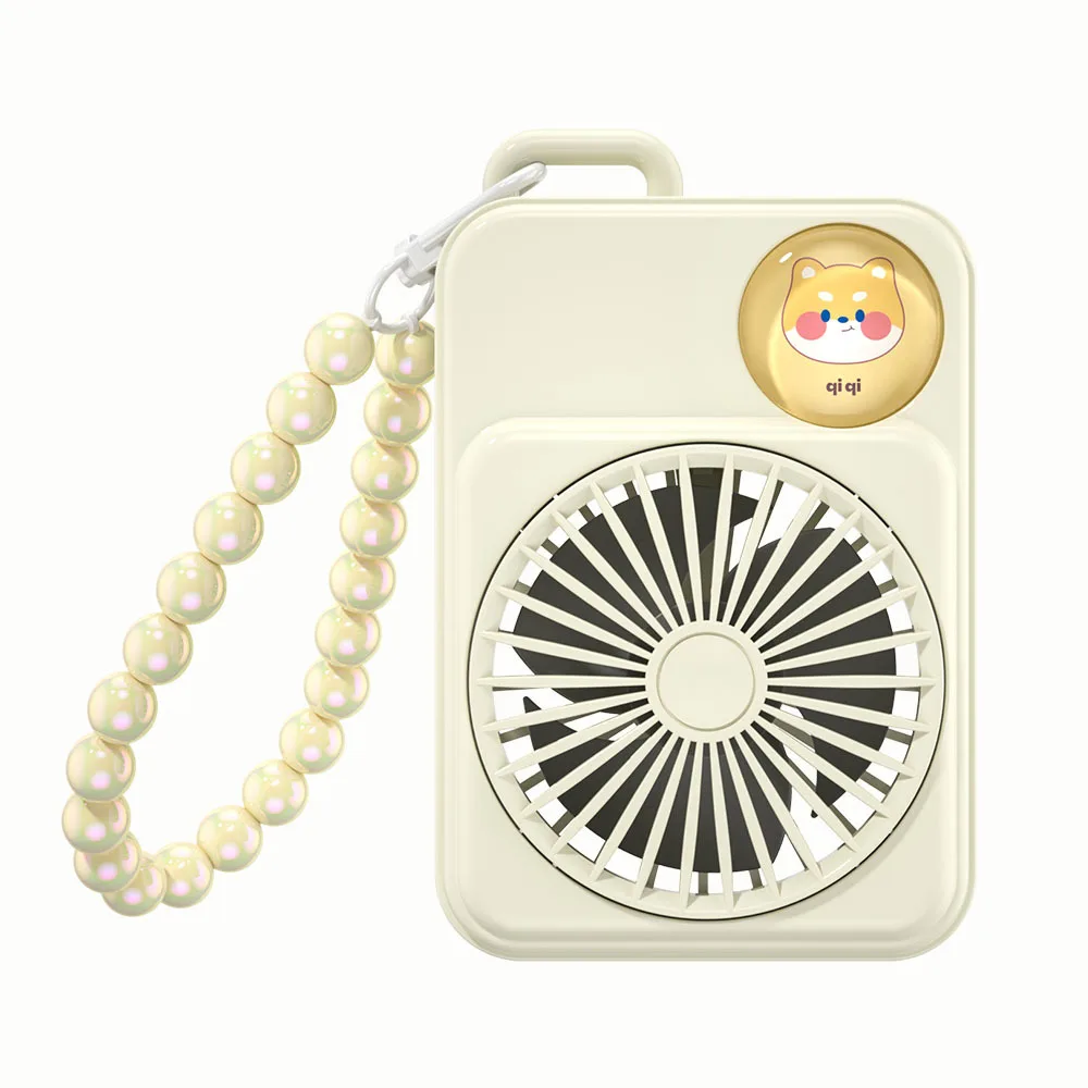 Mini USB Charging Fan Bracelet with Cream Beaded Pendant Cute Handheld Fan for Students to Beat the Heat Smart Home Product