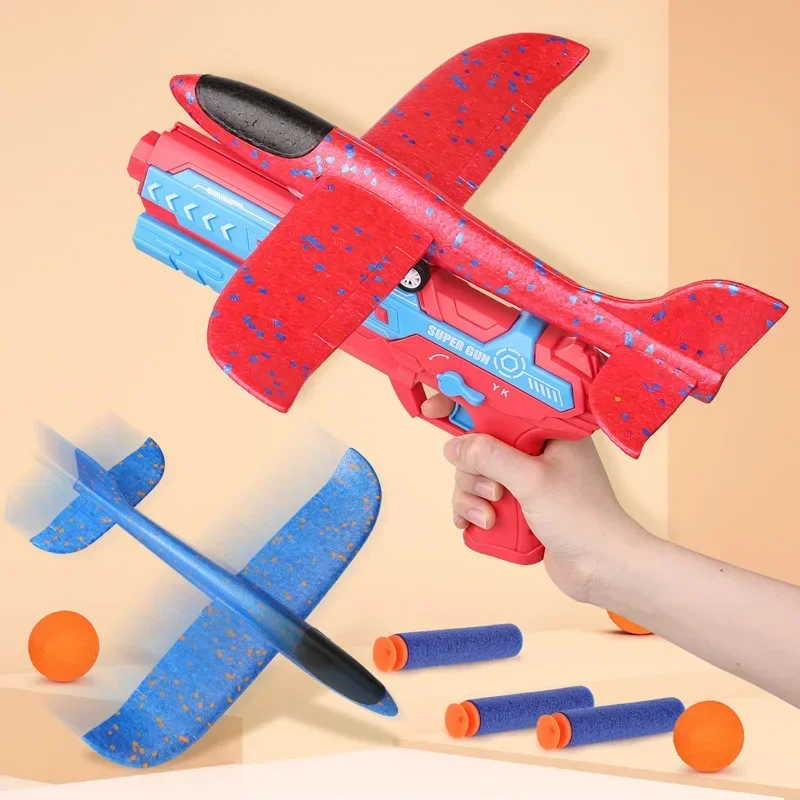 Foam Catapult Airplane Educational Children's Outdoor Toy Hand Throwing Swivel Pistol Launcher Glider Model