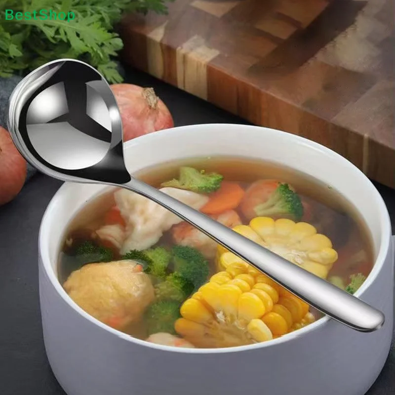 〔R〕Stainless Steel Deep Soup Ladle - Durable Kitchen Utensil for Soups, Stews & Broths