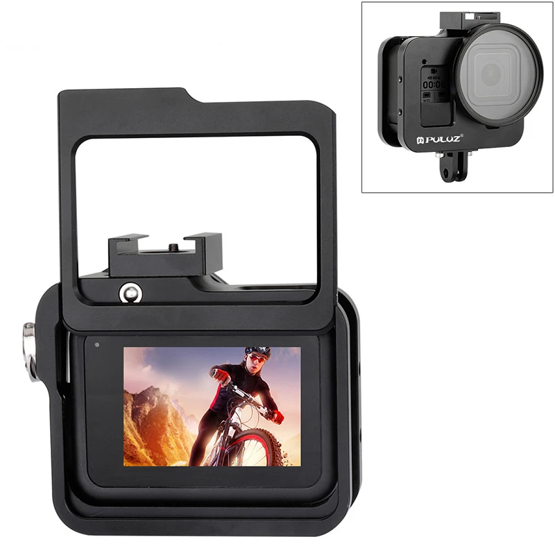 CNC Aluminum Alloy Protective Cage with Insurance Frame & 52mm UV Lens for GoPro HERO8 Black