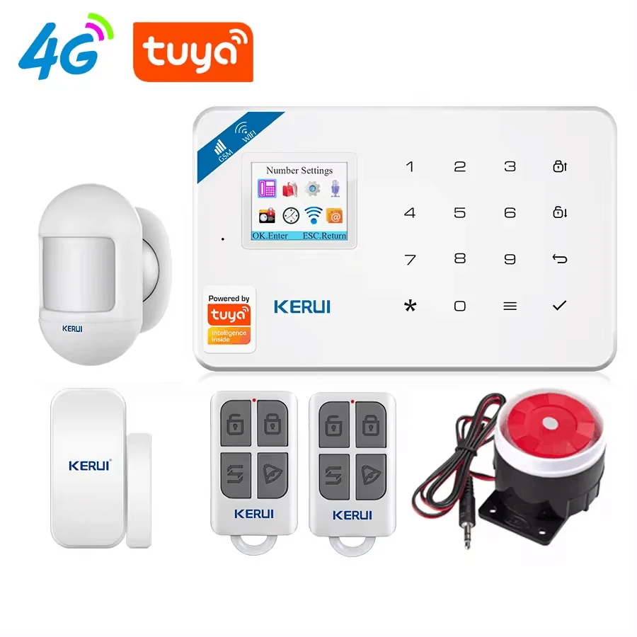 KERUI Smart Home Tuya 4g/gsm/wifi Security Alarm Diy System Wireless Door And Window Smart Security Alarm System