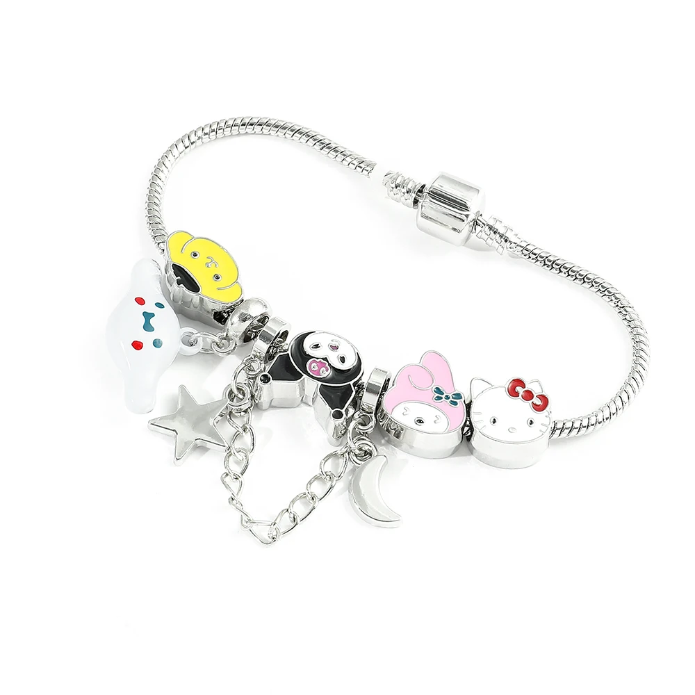 

Sanrio Cartoon Figure Bracelets Pendant Hand Chains Cute Hello Kitty Kuromi Charms Bangles for Women Fashion Jewelry Gifts