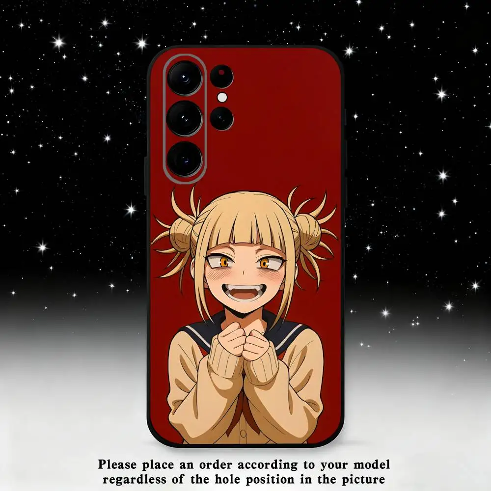 Custodia per telefono Toga Himiko My Hero Academia per Samsung S25, S24 Ultra, S20, S30 plus, S22 plus, S23, S30 Ultra 5G Custodia nera in silicone