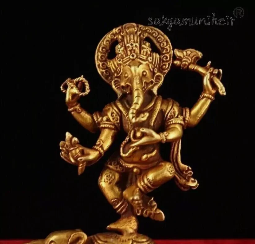 

Tibet Buddhism temple bronze 24k gold Gilt Elephant Jambhala Buddha statue