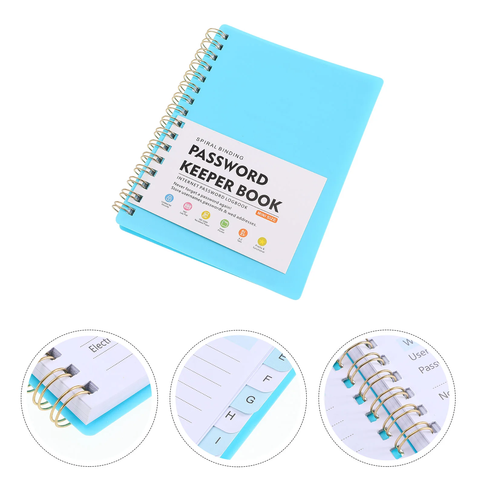 Livro de senha de Internet com abas alfabéticas Endereço e-mail eletrônico e compras