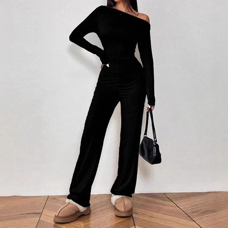 

Модная крутая модная повседневная облегающая женская одежда с длинными рукавами и плечами, классический однотонный базовый длинный комбинезон для женщин