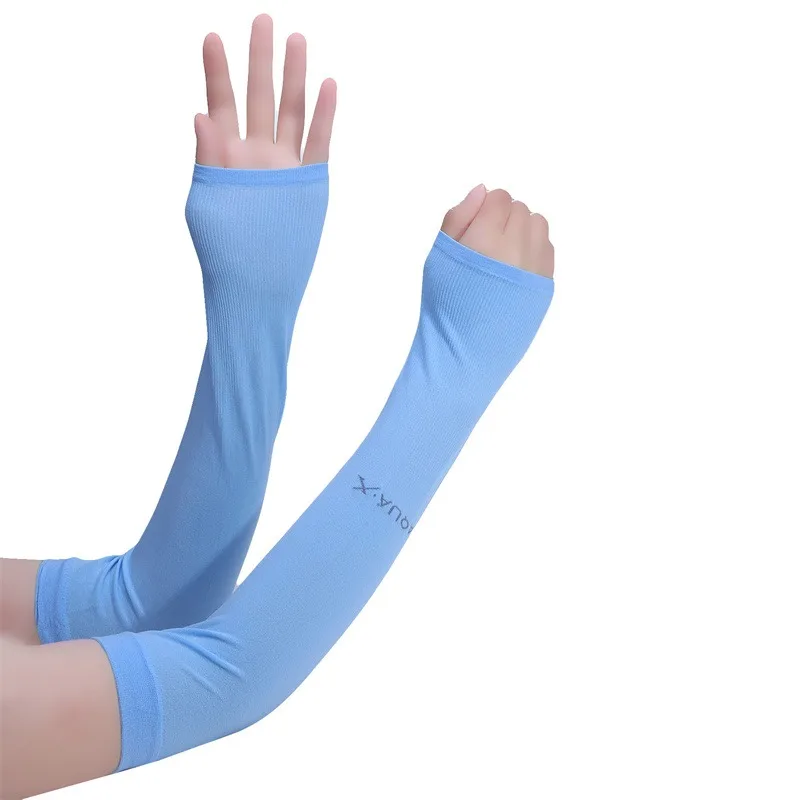 الجليد الحرير كم واقية من الشمس الكفة أكمام أذرع تبريد قفازات طويلة الشمس الأشعة فوق البنفسجية حماية اليد حامي غطاء المضادة للانزلاق الصيف ركوب في الهواء الطلق #4