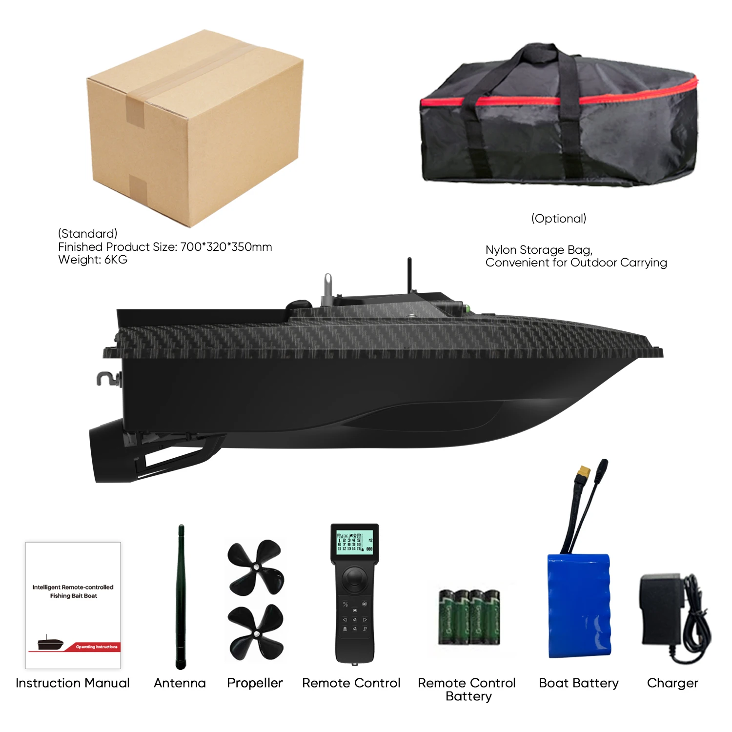 LOKEEVAN Aasboot D80B 46800 mAh 12.6V GPS+Beidou Dual Positioneringssysteem Dubbele Motor Krachtige Treknet Troll Hook Visboot