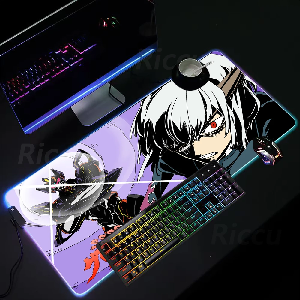 gurren lagann Anime LED mouse Pad PC Table mat High definition printing RGB Mouse Pad Desktop Large gaming accessories mouse pad