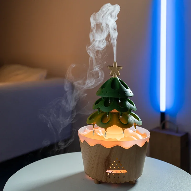 2024 New Design Christmas Tree Aromatherapy Essential Oil Diffuser 360ML, Air Diffuser/Raindrop Humidifier, Suitable for Home