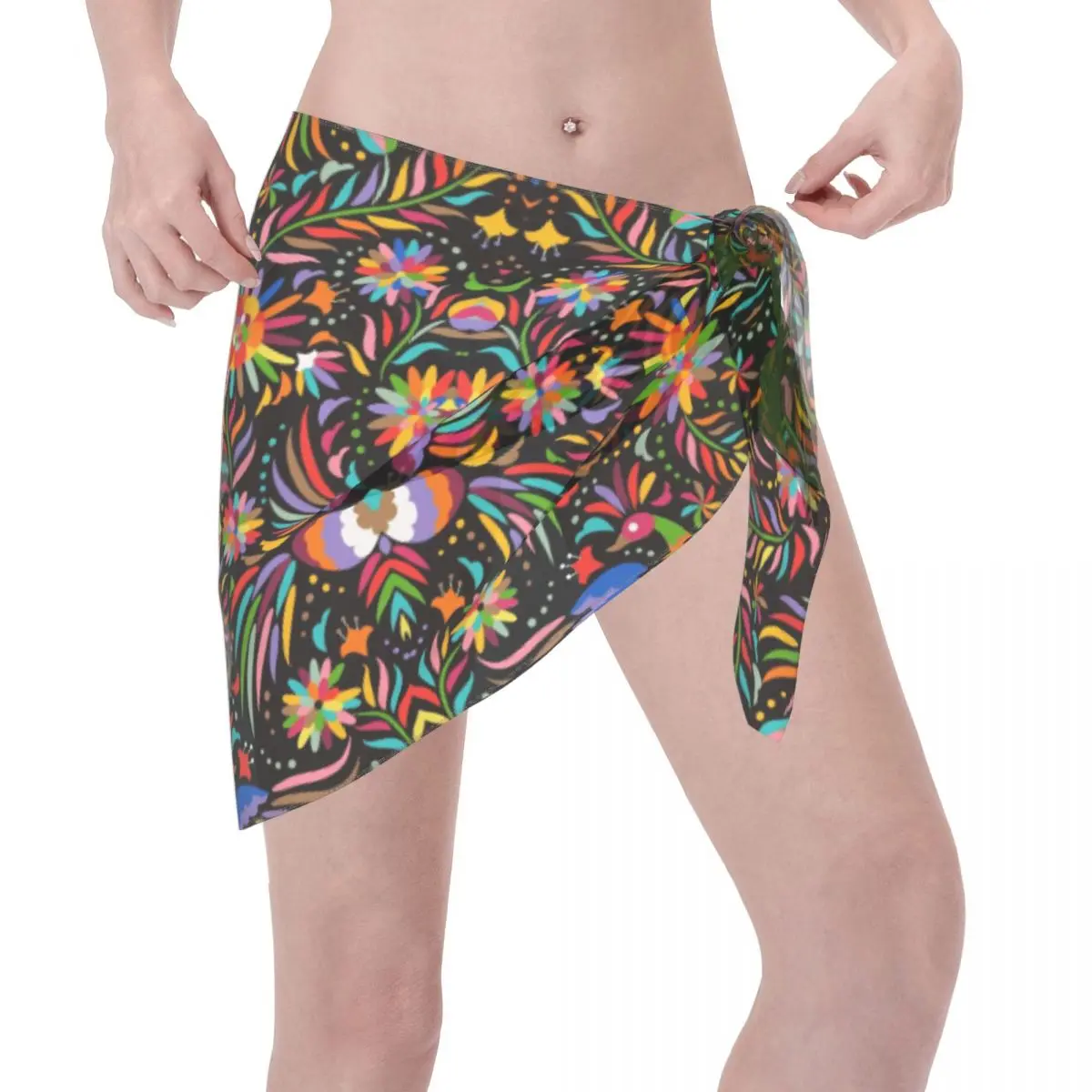 Sarongs courtes à fleurs mexicaines personnalisées pour femmes, enveloppe de plage imprimée en 3D pour maillots de bain, robe portefeuille pour Bikini, Cover-up pour maillot de bain