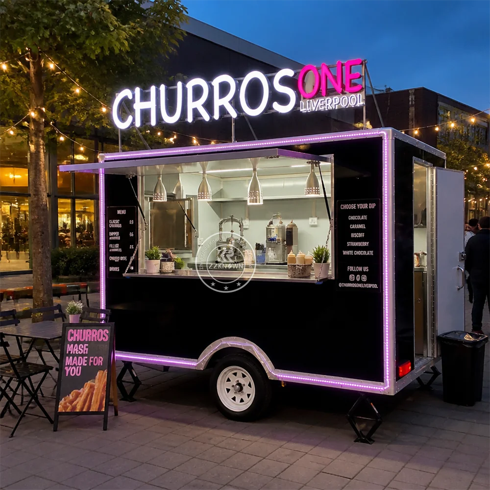 

Concession Coffee Truck Catering Trailer Custom Logo Ice Cream Cart Pizza and Snack Food Trailer Fully Equipped