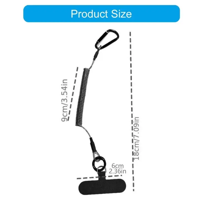Carabiner Phone Holder Retractable Spring Cord Pull Phone Tether With Antislip Clip and Locking Carabiner D2RD