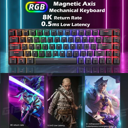 Imagen 1 del producto Teclado mecánico para juegos de eje magnético, retroiluminación RGB, velocidad de retorno de 8K, interruptor de intercambio en caliente, rango de teclas personalizado, teclados para juegos deportivos electrónicos
