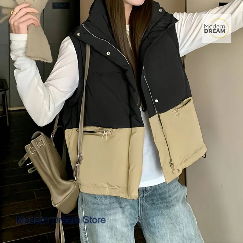 الكورية الوقوف طوق سميكة اللون مطابقة أسفل سترة القطن المرأة الخريف والشتاء موضة جديدة فضفاضة مزاجه سترة معطف. #2