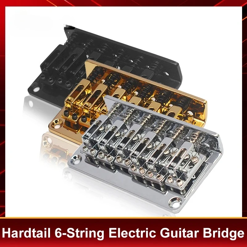 Metal Hardtail 6 String Electric Guitar Bridge 73x40.3MM-10.5 Bottom/Body Through Bridge Double Route Black/Gold/Chrome