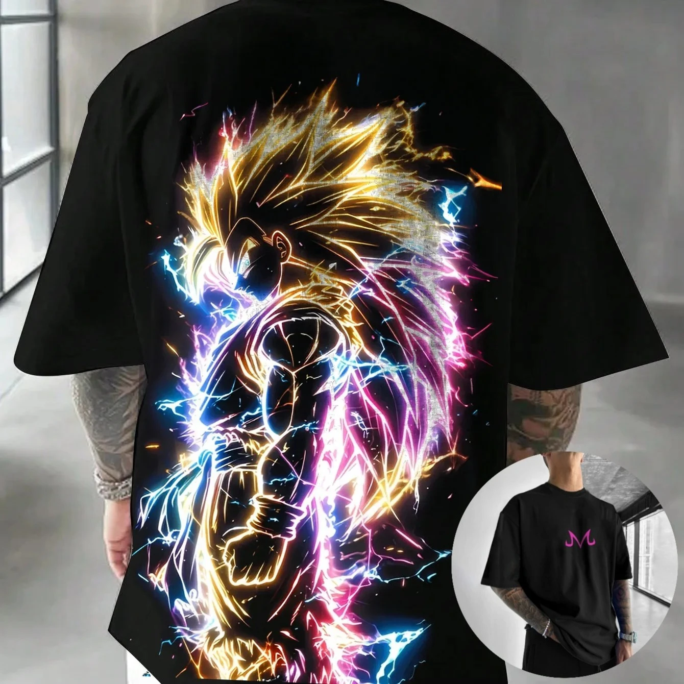 لعبة دراغون بول أنيمي الإبداعية اللون تي شيرت مطبوع 2025 الرجال الخريف/الشتاء جديد عادية الهيب هوب فضفاض الوالدين الطفل قصيرة الأكمام